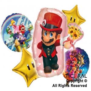 SET DE GLOBOS METALIZADO SUPER MARIO BROSS 5 UNIDADES